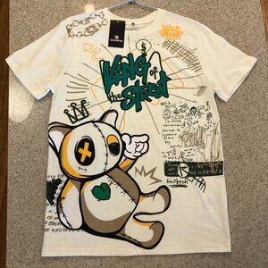 Southpole King Of the Street Cream 3D Graphic T-Shirt 100% Cotton Mens Size M